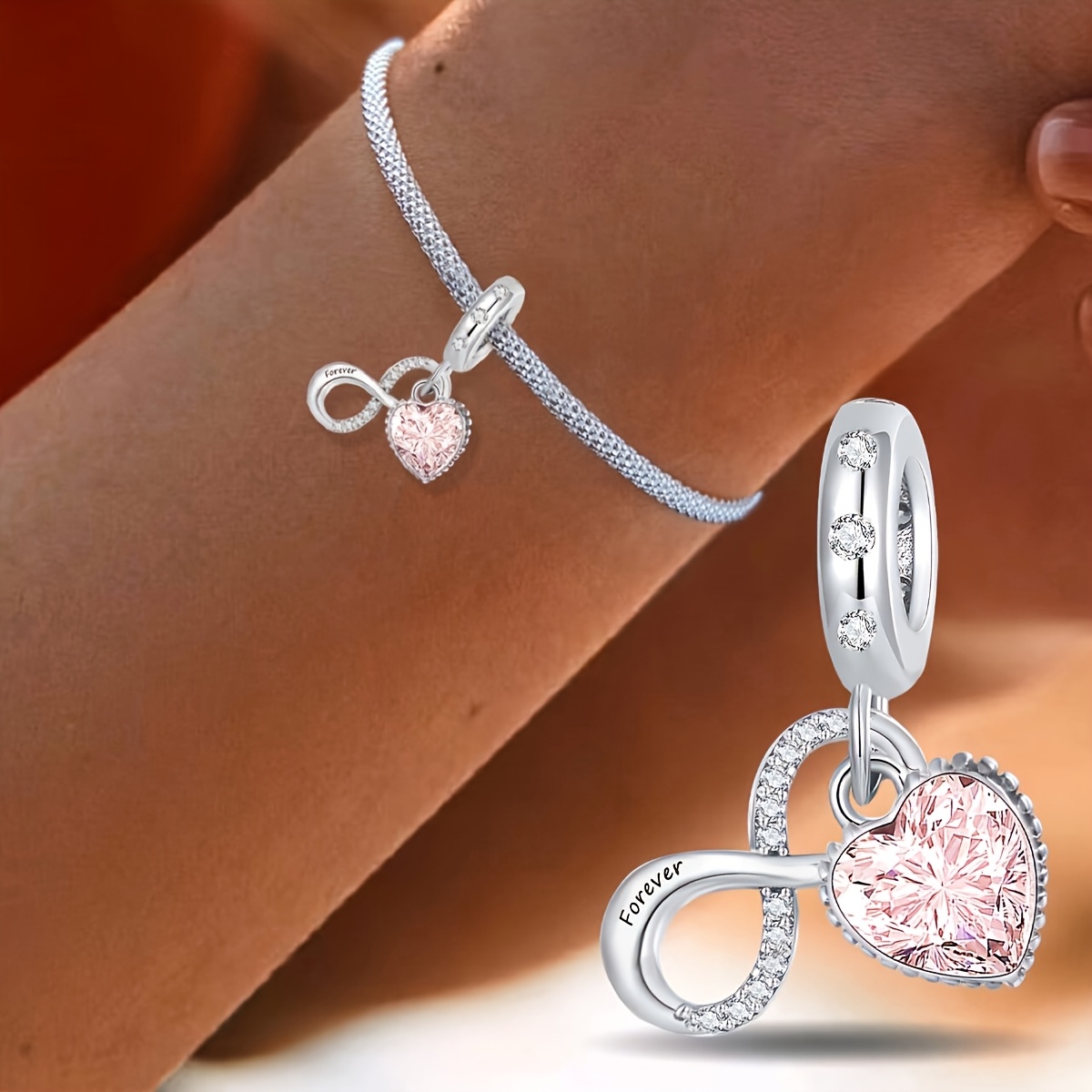 925 Silver Plated Infinity Heart Pendant for DIY Jewellery Making